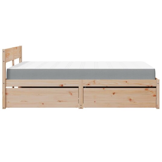 Seng med skuffer og madrass 120x200 cm heltre furu