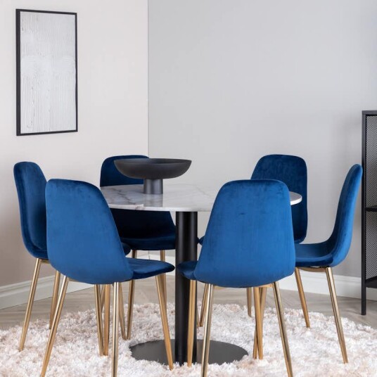 Venture Home Spisegruppe Venture Home Estelle Hvit/Sort med 6 Pobbie Stoler GR601