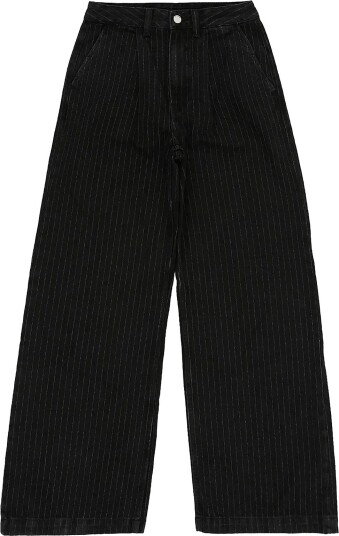 Dr Denim Rhue High Wide Pleated   WASHED BLACK PINSTRIPE   24 x 32