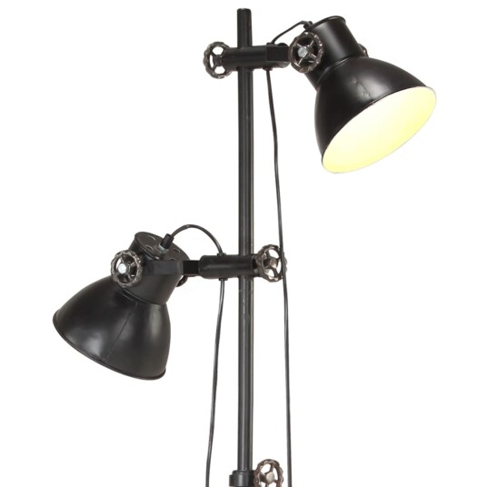 vidaXL Gulvlampe med 2 lampeskjermer svart E27 støpejern