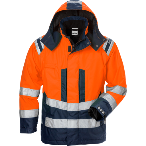 Fristads 4037 GTT Vinterjakke til damer Hi-Vis i Varseloransje og Marineblå 3XL