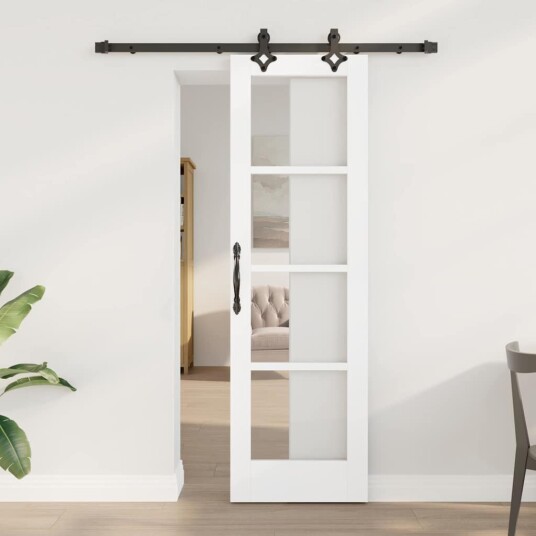 vidaXL skyvedør med tilbehørsett Hvit 61x198.5 cm Solid furu vidaXL skyvedør med tilbehørsett Hvit 61x198.5 cm Solid furu