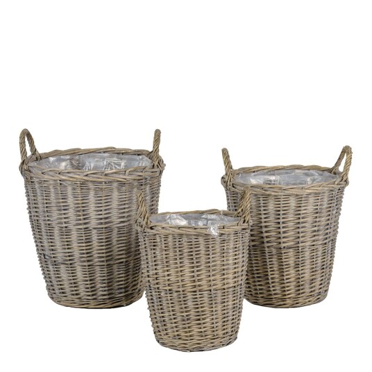Gus Design   Pottekurv 3 stk 30+35+40 cm grå pil
