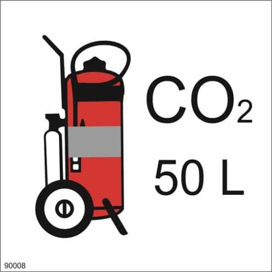 WHEELED FIRE EXTINGUISHER CO2 15X15 Alu-plate 30x30cm
