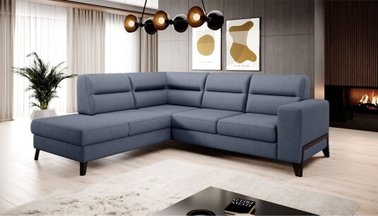 Anglika Sofa m. Sjeselong 4 seters   Blå