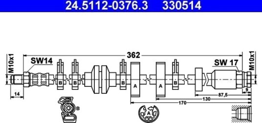 ATE 24.5112 0376.3 Bremseslange