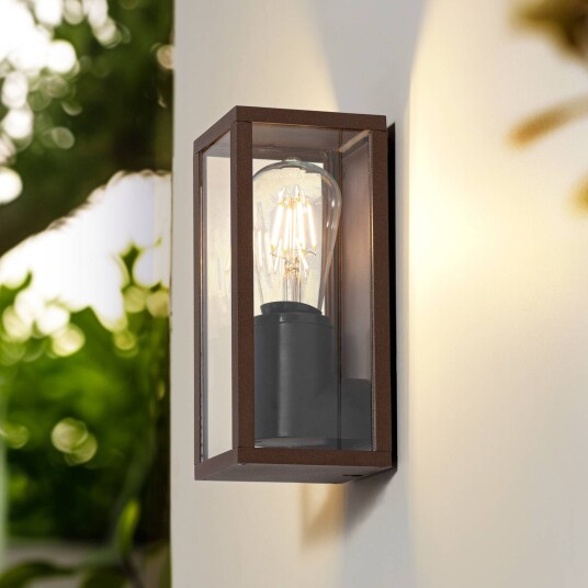Lindby Robigus utendørs vegglampe, rustfarget, aluminium