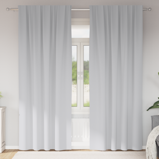  Gardiner med gardiner 2 pcs Lys grå Polyester