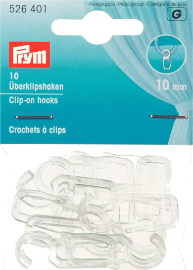 Gardinhekte 10 mm Clip-on
