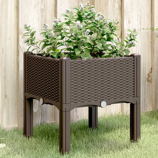 Plantekasse med ben brun 40x40x42 cm PP