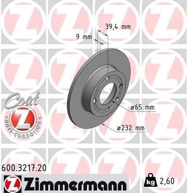 ZIMMERMANN 600.3217.20 Bremseskive ZIMMERMANN 600.3217.20 Bremseskive