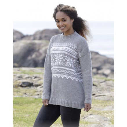 Vintermys by DROPS Design Bluse Strikkeoppskrift str S XXXL