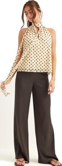 Bubbleroom Structure Wide Trousers Brown L Bubbleroom Structure Wide Trousers Brown L