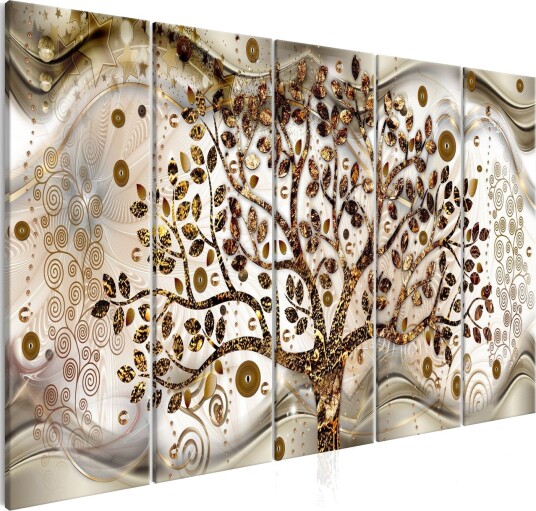 Bilde Tree And Waves 5 Parts Brown 200x80 Artgeist sp. z o. o.