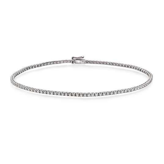 Tennisarmbånd i 375 hvitt gull med diamanter 0,54 ct 20 cm