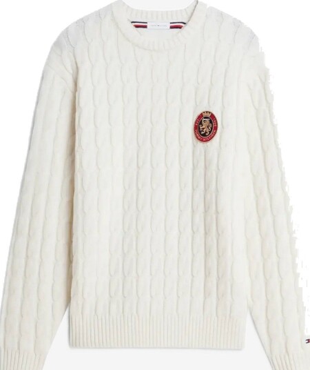 Tommy Hilfiger Icon Crest Graphic Crew Neck   IVORY PETAL   XL