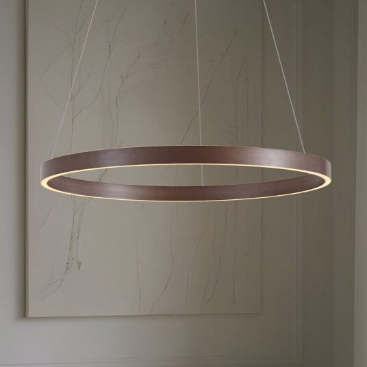 Lucande Yonam LED hengelampe Ø 80 cm 1 lyskilde brun CCT   Spisestue 4.5 Brun / Rust