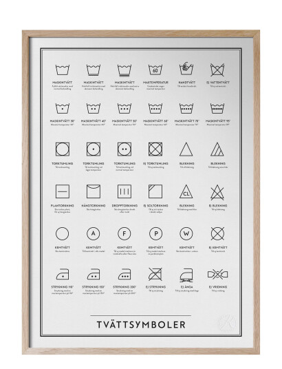 Kunskapstavlan® Tvättsymboler - Multi/patterned - 30X40