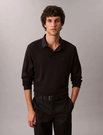 Calvin Klein Ls Supima Cotton Solid Polo - Black - XXL