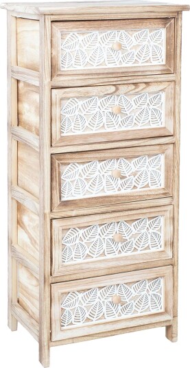 Kommode HOME4YOU Kaseke med 5 oppbevaringsrom 40x29x90 cm natur naturlig