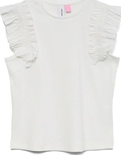 Vero Moda Girl Vmtinna Cs O Neck Top Jrs Girl   White   122/128
