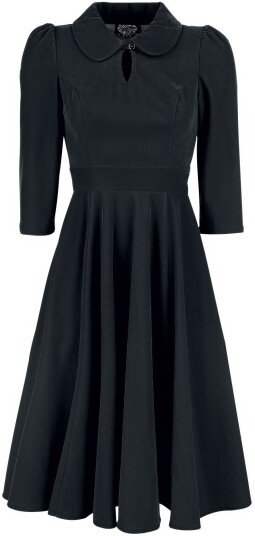 H&R London   Rockabilly Middellang kjole   Glamorøs fløyelskjole   XS til 6XL   Damer   svart