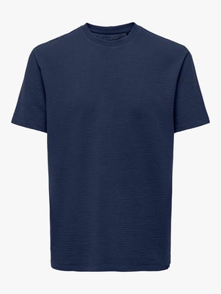 Only & Sons Kian Life Regular Seersucker Short Sleeve Tee Blå XXL