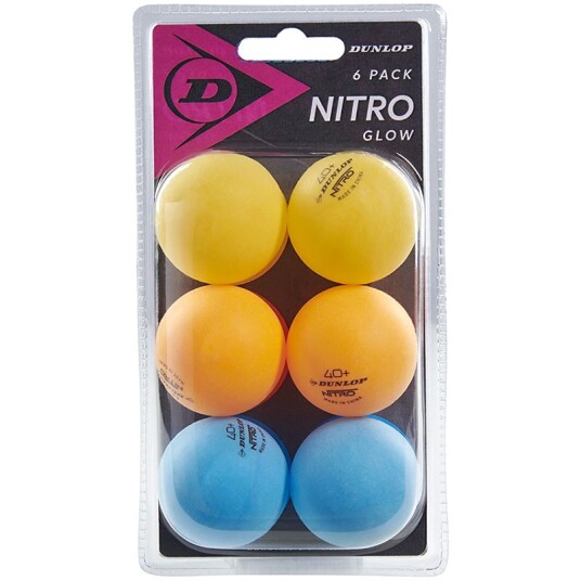 Dunlop 40+ Nitro Glow 6-Pack, Bordtennisballer Dunlop 40+ Nitro Glow 6-Pack, Bordtennisballer