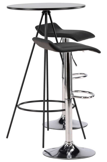 Venture Design Bistro & Jonna bargruppe Svart/svart 2 stoler & bord 60 cm