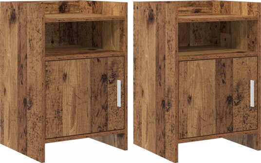 Nattbord 2 pcs Gammelt tre 40 x 36 x 60 cm Konstruert tre
