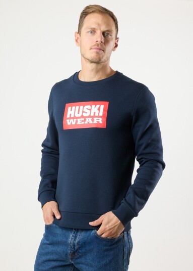 Huski Wear Logo Crew Navy Blue Xl Sweatshirts
