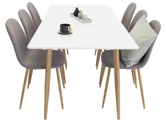 Venture Design Polar & Polar spisegruppe Hvit/grå 6 st stoler & bord 180 x 90 cm