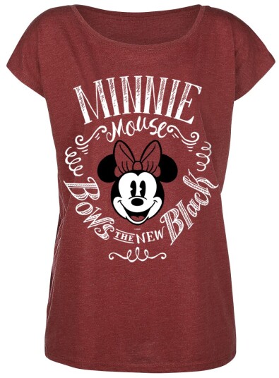 Mickey Mouse Disney T-skjorte Minni Maus Bows S til XXL Damer rødmelert