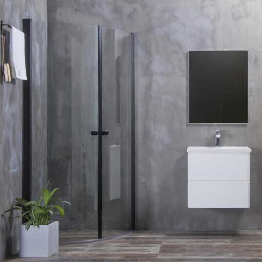 Dusjhjørne Bathlife Allsidig Rund Dør 45° Sort