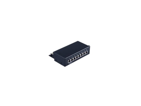 Patch Panel Mini Cat.6 Skrivebordshus 8 Ports Svart