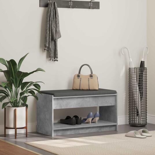 vidaXL Gangbenk BetongGrå 83 x 38 x 45 cm Konstruert treverk og stoff