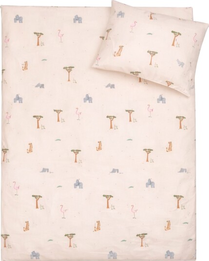 By Mats Safari dyr sengetøy 100% bomull Baby sengetøy 70x100 cm Beige med safari dyr By Mats Safari dyr sengetøy 100% bomull Baby sengetøy 70x100 cm Beige med safari dyr