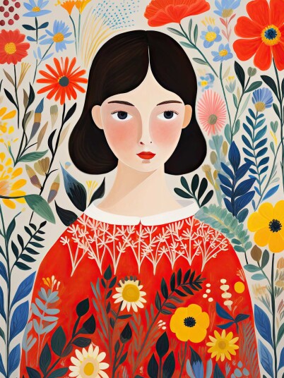 Poster Kvinne i Blomsterkunst