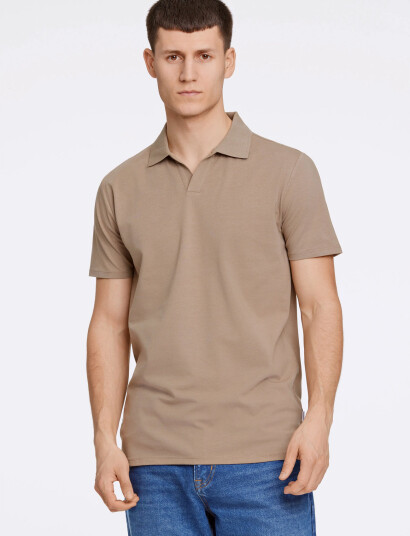 Lindbergh Stretch Polo Shirt S/S - Beige - M Lindbergh Stretch Polo Shirt S/S - Beige - M