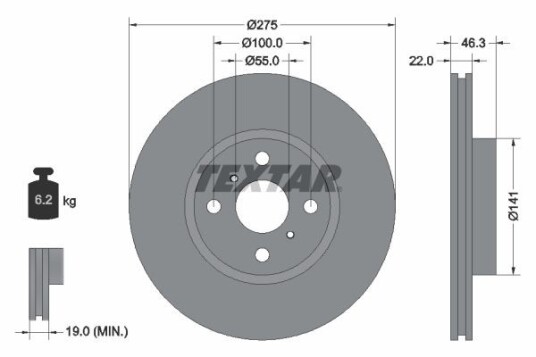 Bremseskive TEXTAR 92156200 Bremseskive TEXTAR 92156200