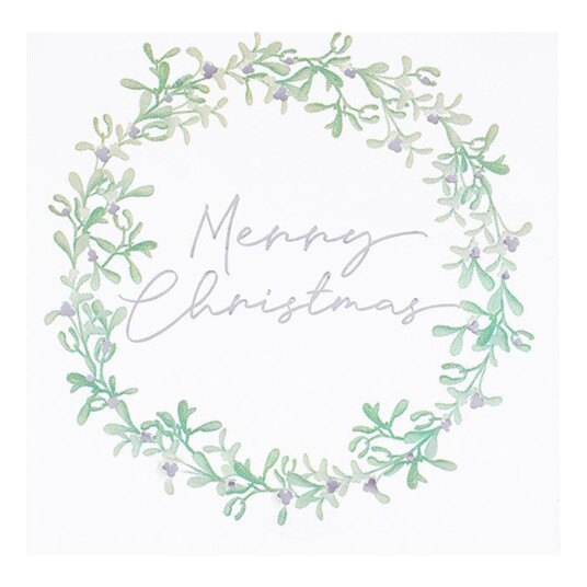 Ginger Ray Servietter Merry Christmas Sølv/Hvit - 16-pakning