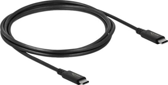 Delock USB4 2m USB-C Kabel Svart med 20 Gbps Hastighet og 100W Power Delivery