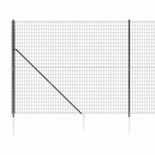 vidaXL Nettinggjerde med stolpespyd 1,6x25 m antrasitt