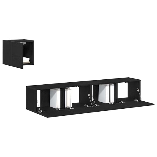 TV skapsett 4 pcs Svart eik 80 x 30 x 30 cm Konstruert tre