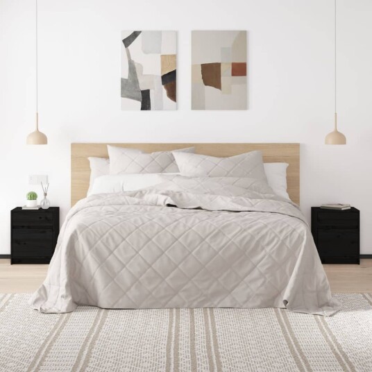 vidaXL Nattbord 2 stk 40x31x50 cm heltre furu svart