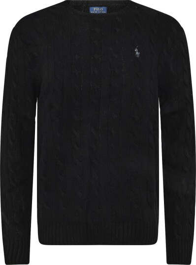 Polo Ralph Lauren Cable Knit Wool Cashmere Sweater   POLO BLACK   XS