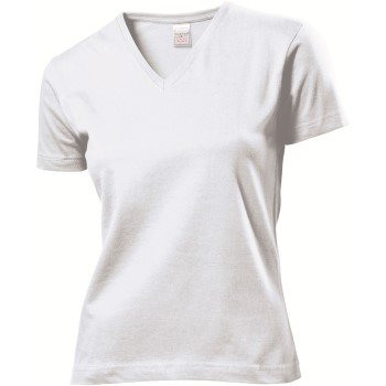 Stedman Classic V-Neck Women T-shirt Hvit bomull Small Dame