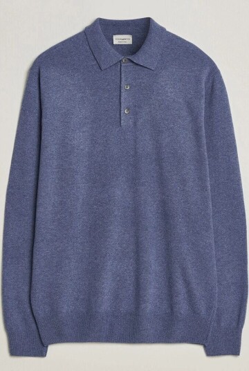 Morgano Wool/Cashmere Polo Mid Blue