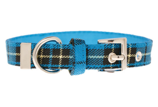 Hundehalsbånd Tartan L 25mmx35-45cm Blå