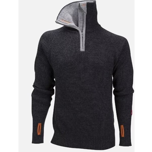 Ulvang Rav Sweater W/Zip Charcoal Melange/Grey Melange/Coral XS